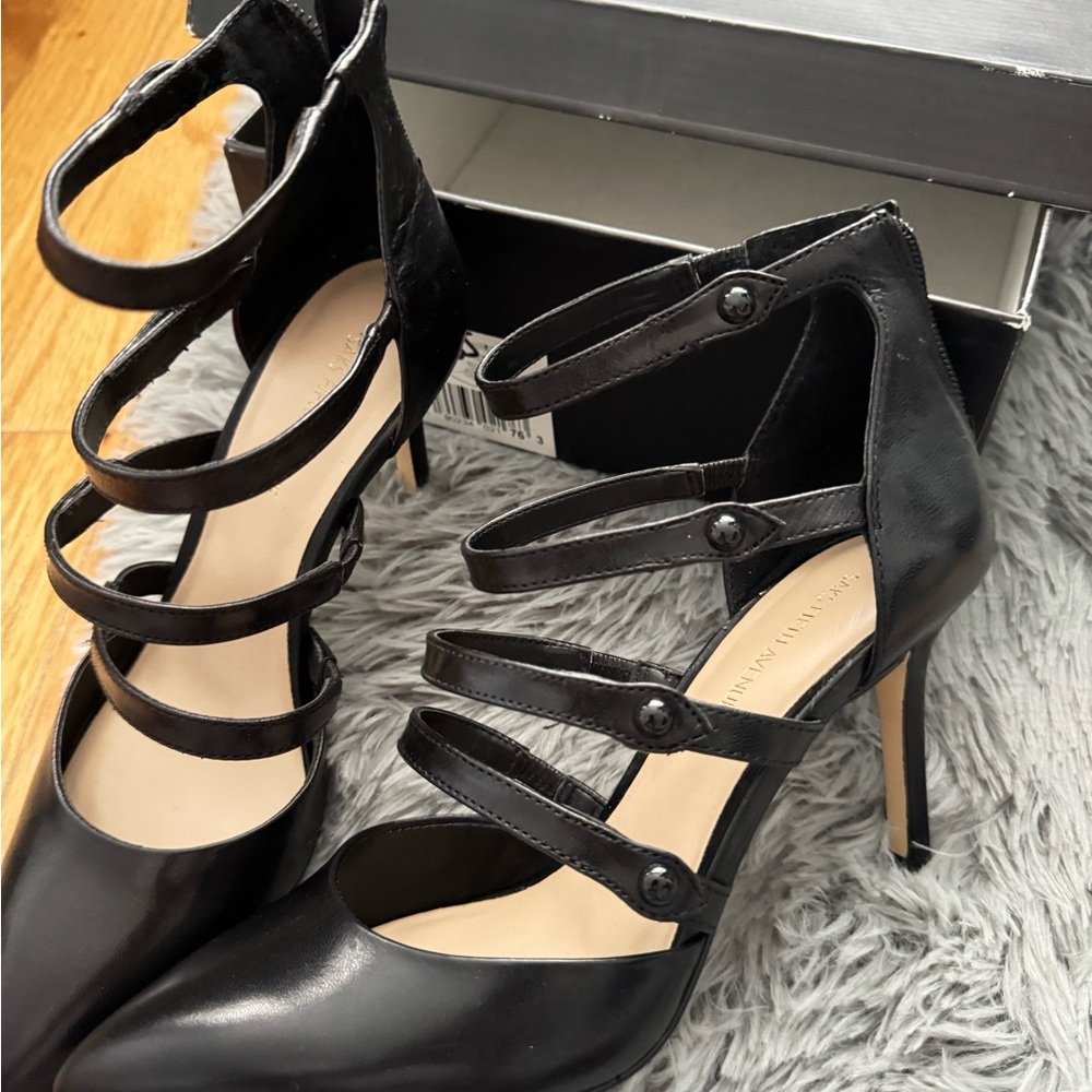 Pre-loved Saks Fifth Avenue Elegant Black Strappy Heels